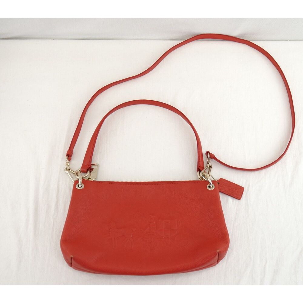 Coach Charley Crossbody Handbag | Orange Leather, F33521, Horse & Carriage